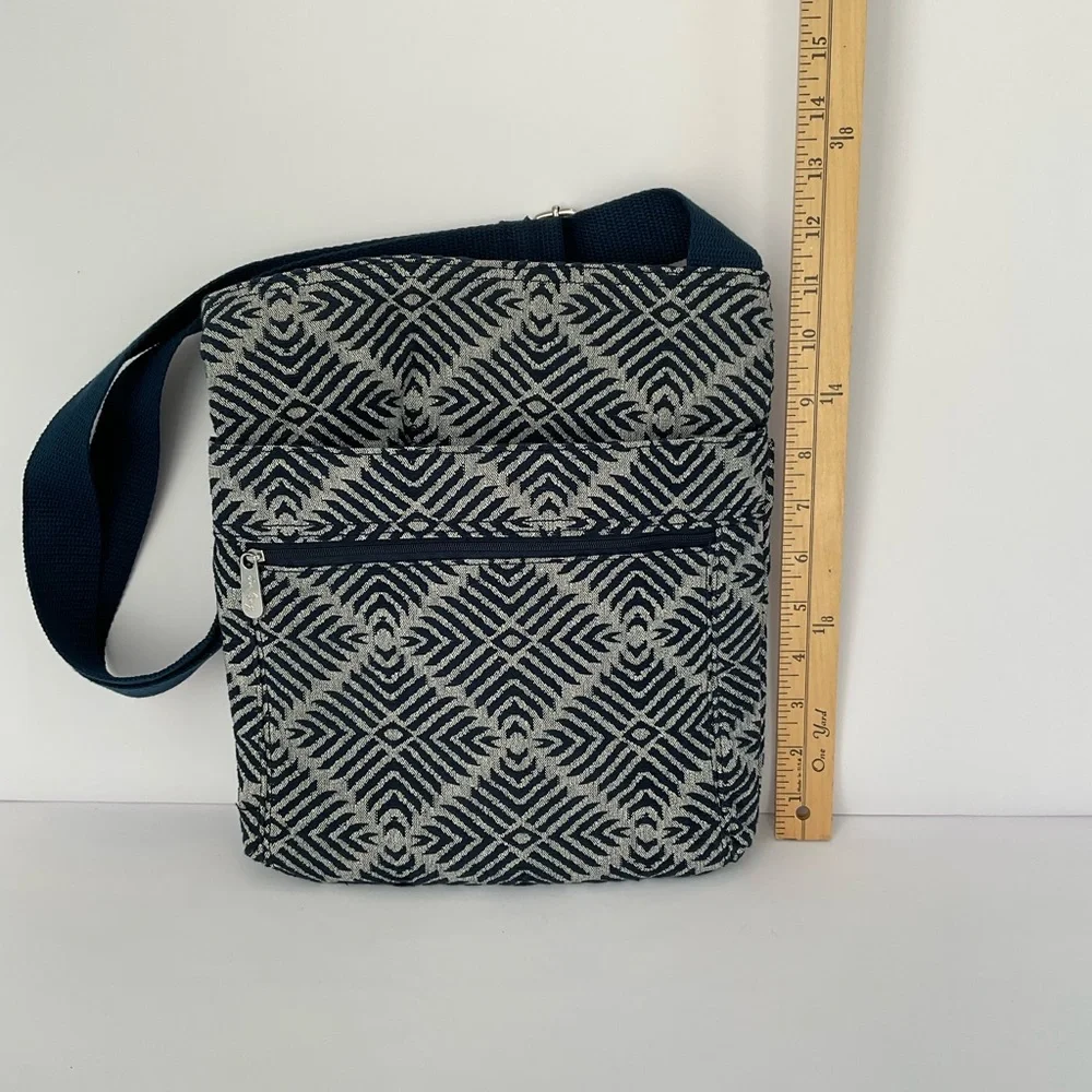 Thirty-One Stylish Navy and Gray Patterned Women's Brocade Crossbody Bag - Picture 8 of 12